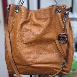 Genuine Michael Kors Leather Shoulder Crossbody Chain Strap Bag Purse Jet Set